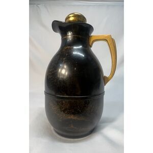 Vtg MCM American Thermos Company Brown Gold Marble Carafe Coffee Tea Pitcher